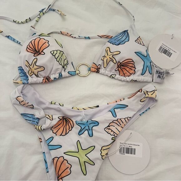 Princess Polly Layla Bikini Set Shell Print White Multi - Picture 3 of 6